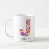 Monogram bloemen Aangepaste tekst - Floral Letter  Koffiemok (Links)