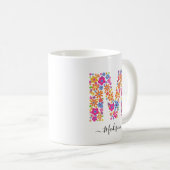Monogram bloemen Aangepaste tekst - Florentijnse l Koffiemok (Voorkant rechts)