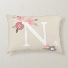 Monogram bloemen accent kussen