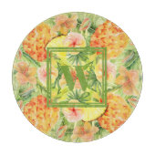 Monogram bloemen anananappels snijplank (Voorkant)