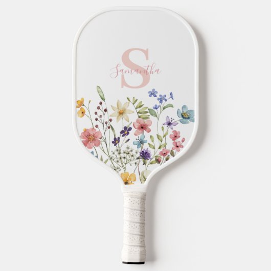 Monogram Bloemen Botanische Pickleball Paddle (Achterkant)