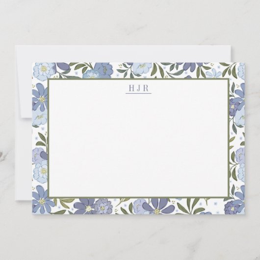 Monogram Bloemen Briefpapier Kaart (Voorkant)