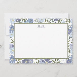 Monogram Bloemen Briefpapier Kaart