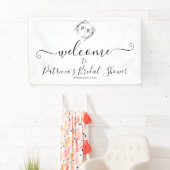 Monogram Bloemen Bruidsdouche Welkom Teken Banner (Insitu)