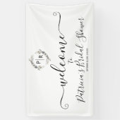 Monogram Bloemen Bruidsdouche Welkom Teken Banner (Verticaal)