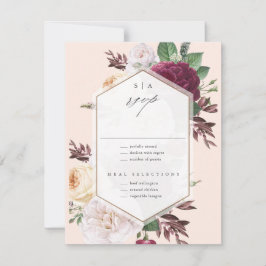 Monogram Bloemen Bruiloft RSVP Kaartje
