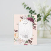 Monogram Bloemen Bruiloft RSVP Kaartje (Staand voorkant)
