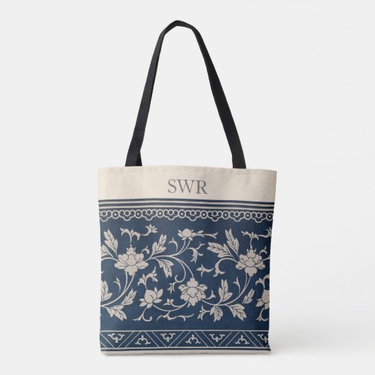 Monogram  Bloemen Chinoiserie Ivoor Canvas tas (Achterkant)