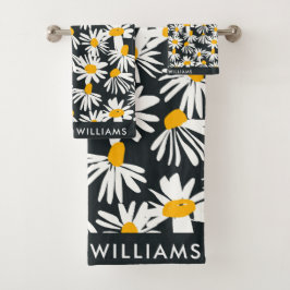 Monogram bloemen Elegant Stijlvolle Woordenreeks Bad Handdoek