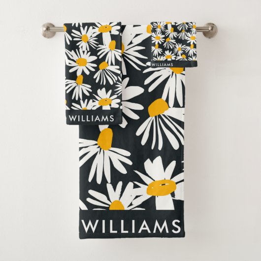 Monogram bloemen Elegant Stijlvolle Woordenreeks Bad Handdoek (Insitu)