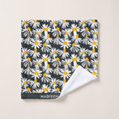 Monogram bloemen Elegant Stijlvolle Woordenreeks Bad Handdoek (Wasdoekje)