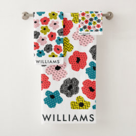 Monogram bloemen Elegant Stijlvolle Woordenreeks Bad Handdoek