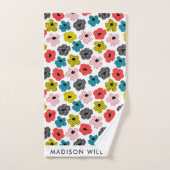 Monogram bloemen Elegant Stijlvolle Woordenreeks Bad Handdoek (Handdoek)