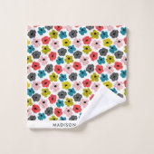 Monogram bloemen Elegant Stijlvolle Woordenreeks Bad Handdoek (Wasdoekje)