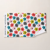 Monogram bloemen Elegant Stijlvolle Woordenreeks Bad Handdoek (Handdoek)