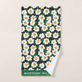 Monogram bloemen Elegant Stijlvolle Woordenreeks Bad Handdoek (Handdoek)