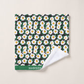 Monogram bloemen Elegant Stijlvolle Woordenreeks Bad Handdoek (Wasdoekje)
