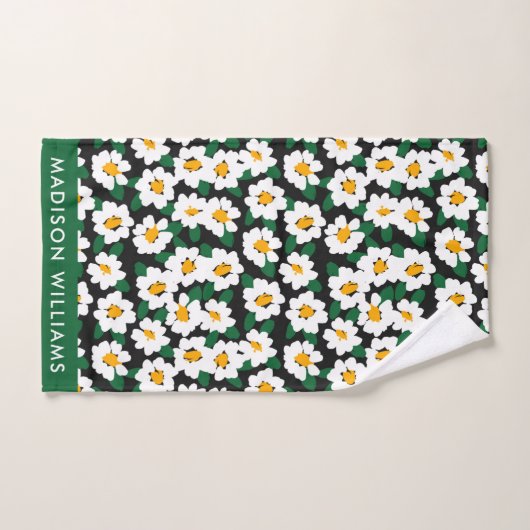 Monogram bloemen Elegant Stijlvolle Woordenreeks Bad Handdoek (Handdoek)