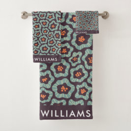 Monogram bloemen Elegant Stijlvolle Woordenreeks Bad Handdoek