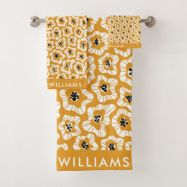 Monogram bloemen Elegant Stijlvolle Woordenreeks Bad Handdoek