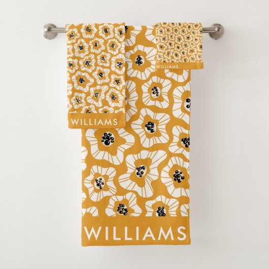 Monogram bloemen Elegant Stijlvolle Woordenreeks Bad Handdoek (Insitu)