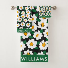 Monogram bloemen elegante stijlvolle badhanddoek s bad handdoek