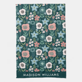 Monogram Bloemen Elegante Stijlvolle Keukenhanddoe Theedoek
