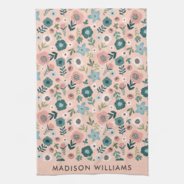 Monogram Bloemen Elegante Stijlvolle Keukenhanddoe Theedoek