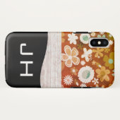 Monogram Bloemen en Textuur Case-Mate iPhone Case (Achterkant (horizontaal))