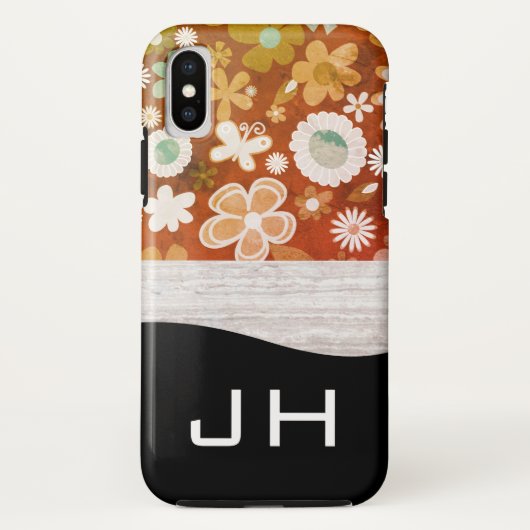 Monogram Bloemen en Textuur Case-Mate iPhone Case (Achterkant)
