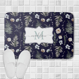 Monogram Bloemen en varen Bladeren Floral Botanica Badmat