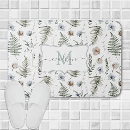 Monogram Bloemen en varen Bladeren Floral Botanica Badmat