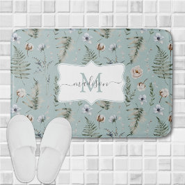 Monogram Bloemen en varen Bladeren Floral Botanica Badmat