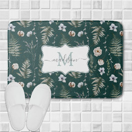 Monogram Bloemen en varen Bladeren Floral Botanica Badmat
