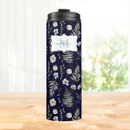 Monogram Bloemen en varen Bladeren Floral Botanica Thermosbeker