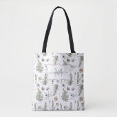 Monogram Bloemen en varen Bladeren Floral Botanica Tote Bag (Voorkant)