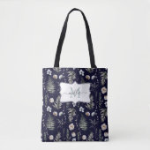 Monogram Bloemen en varen Bladeren Floral Botanica Tote Bag (Voorkant)