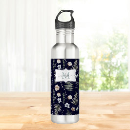 Monogram Bloemen en varen Bladeren Floral Botanica Waterfles