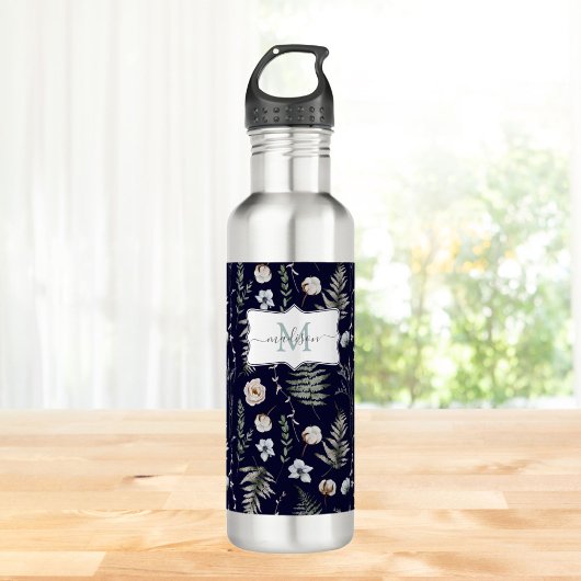 Monogram Bloemen en varen Bladeren Floral Botanica Waterfles