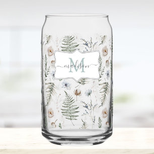 Monogram Bloemen en Varentakken Bloemmotief Blikvorm Glas