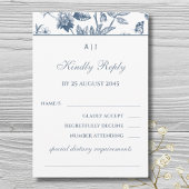 Monogram  Bloemen Franse bruiloft RSVP Kaart