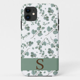 Monogram Bloemen Groene Ivy Bladeren & Wit Case-Mate iPhone Case