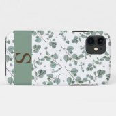 Monogram Bloemen Groene Ivy Bladeren & Wit Case-Mate iPhone Case (Achterkant (horizontaal))