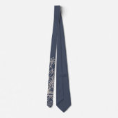 Monogram Bloemen Hand getrokken Poeder Marine Beig Stropdas (Achterkant)