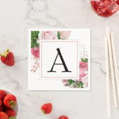 Monogram Bloemen Huwelijk Elegant Modern Servet (Insitu)