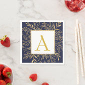 Monogram Bloemen Huwelijk Elegant Modern Servet (Insitu)