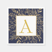 Monogram Bloemen Huwelijk Elegant Modern Servet (Voorkant)