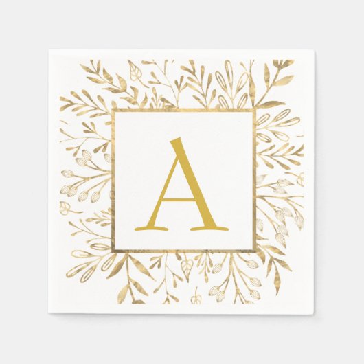 Monogram Bloemen Huwelijk Elegant Modern Servet (Voorkant)