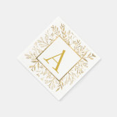 Monogram Bloemen Huwelijk Elegant Modern Servet (Hoek)