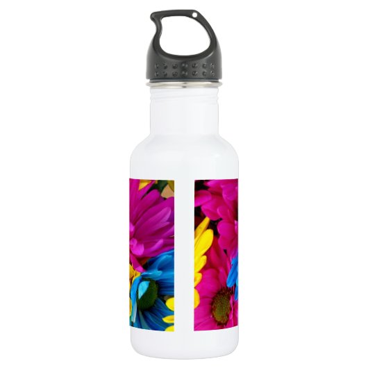 Monogram bloemen in fluorescentiekleuren waterfles (Achterkant)